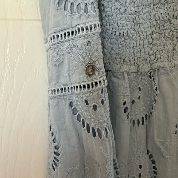 Guess Serafina Eyelet Maxi Dress Blue Size L - Picture 6 of 7
